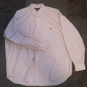 Polo Ralph Lauren Button Down Dress Shirt Red White Grid XL